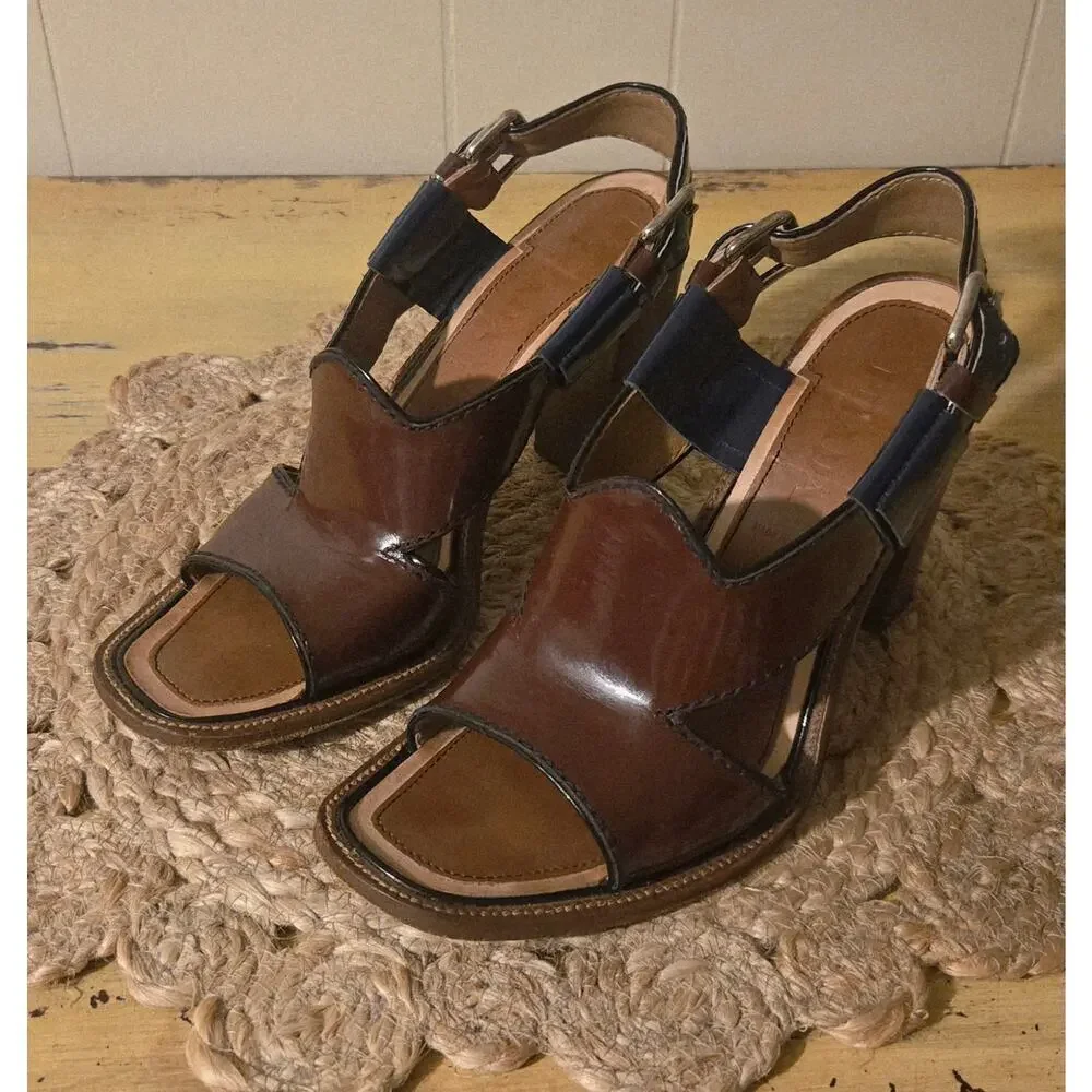 Prada Patent Leather Slingback Sandals Size EU 36 1/2 - US Size 6 - Picture 2 of 16